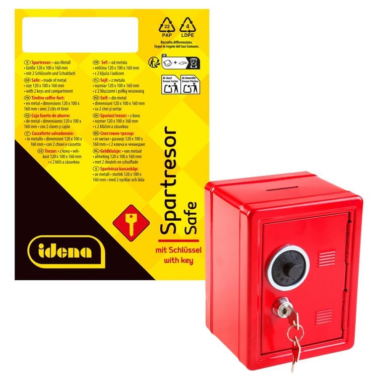 Produktbild: Idena Spartresor aus Metall rot 12x10x16cm
