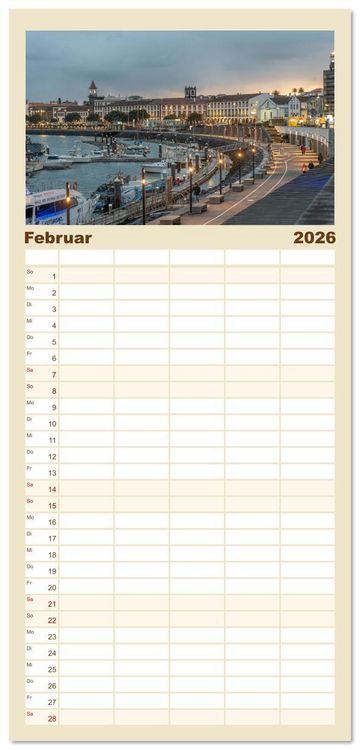 Produktbild: Familienplaner 2026 - Sehnsuchtsh&auml;fen in der Nacht mit 5 Spalten (Wandkalender, 21 x 45 cm) CALVENDO