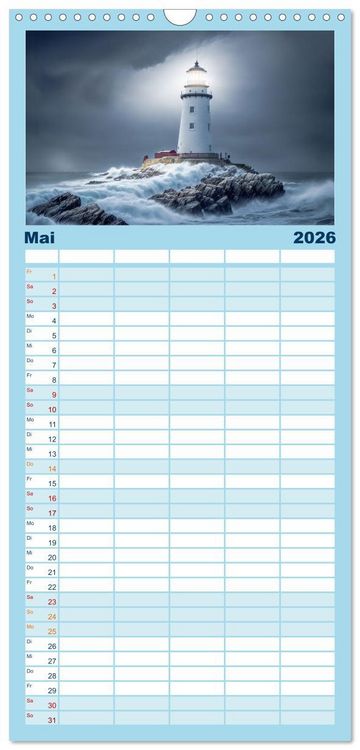 Produktbild: Familienplaner 2026 - Nach Hause finden, die Leuchtt&uuml;rme mit 5 Spalten (Wandkalender, 21 x 45 cm) CALVENDO