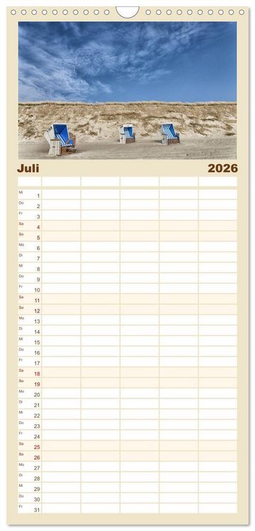 Produktbild: Familienplaner 2026 - Sylt mit 5 Spalten (Wandkalender, 21 x 45 cm) CALVENDO