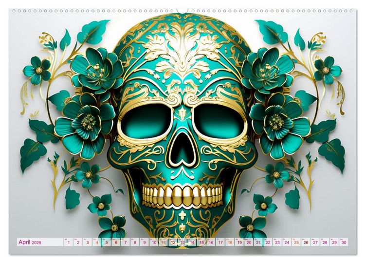 Produktbild: Skull Flower - Totenkopf ART (hochwertiger Premium Wandkalender 2026 DIN A2 quer), Kunstdruck in Hochglanz