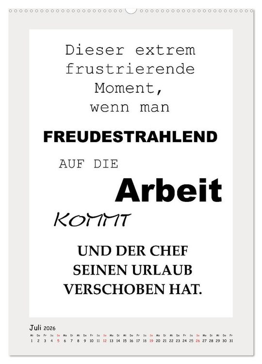 Produktbild: Spr&uuml;chekalender. Witziges f&uuml;rs B&uuml;ro (hochwertiger Premium Wandkalender 2026 DIN A2 hoch), Kunstdruck in Hochglanz