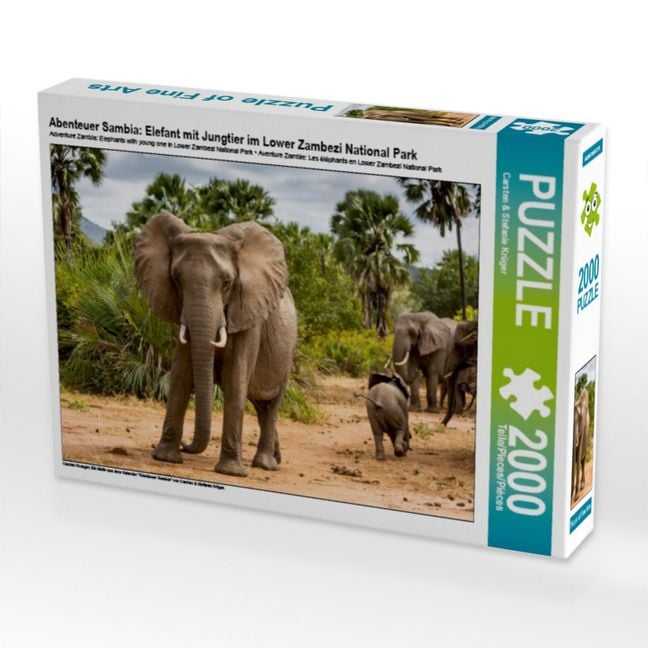 Produktbild: Abenteuer Sambia: Elefant mit Jungtier im Lower Zambezi National Park (Puzzle)