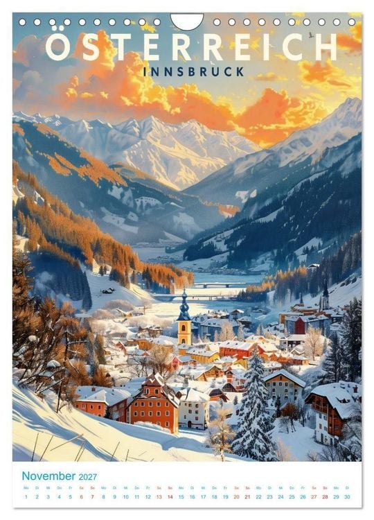 Produktbild: &Ouml;sterreich - Old School Poster Style (Wandkalender 2027 DIN A4 hoch), CALVENDO Monatskalender