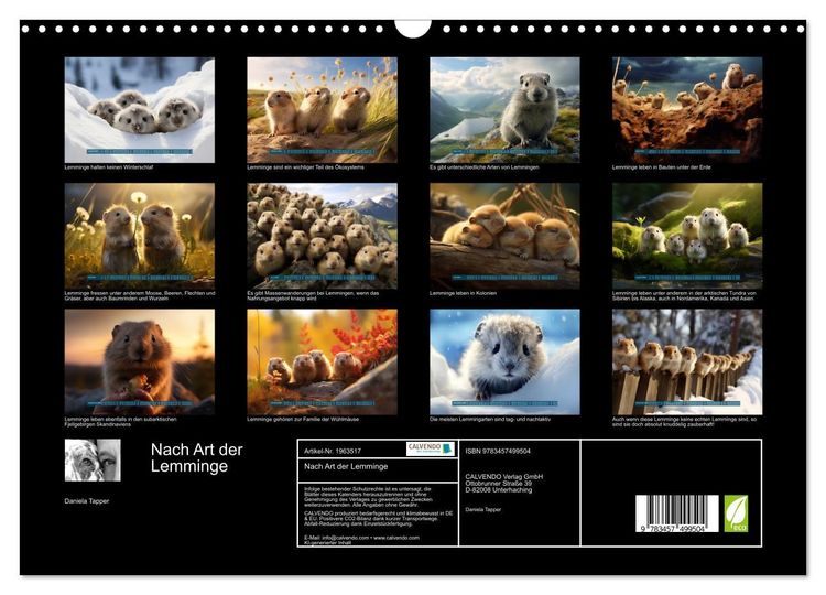 Produktbild: Nach Art der Lemminge (Wandkalender 2026 DIN A3 quer), CALVENDO Monatskalender