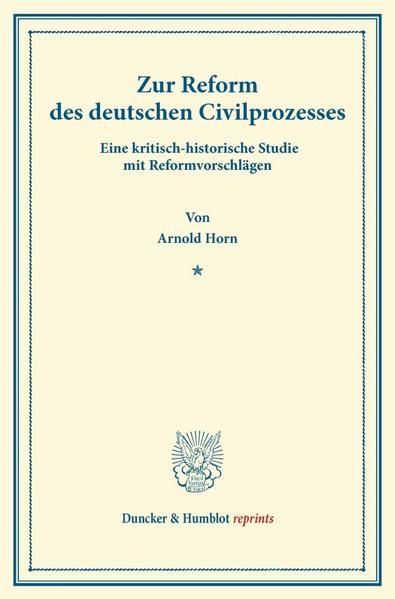 Produktbild: Zur Reform des deutschen Civilprozesses.