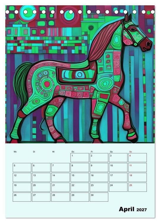 Produktbild: Farbenfrohe Tiermalerei (Tischkalender 2027 DIN A5 hoch), CALVENDO Monatskalender