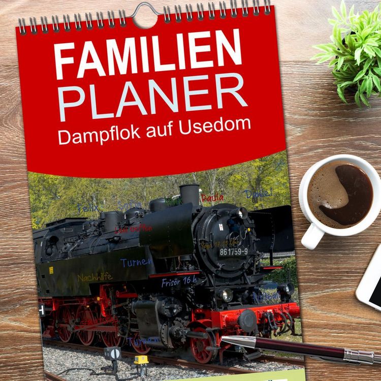 Produktbild: Familienplaner 2026 - Dampflok auf Usedom mit 5 Spalten (Wandkalender, 21 x 45 cm) CALVENDO