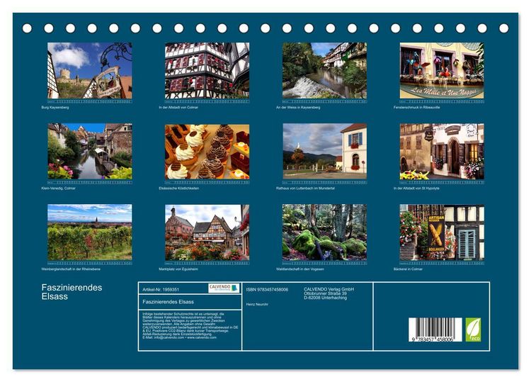 Produktbild: Faszinierendes Elsass (Tischkalender 2026 DIN A5 quer), CALVENDO Monatskalender