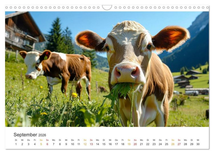 Produktbild: Gl&uuml;ckliche Bergk&uuml;he - Leben auf der Alm (Wandkalender 2026 DIN A3 quer), CALVENDO Monatskalender