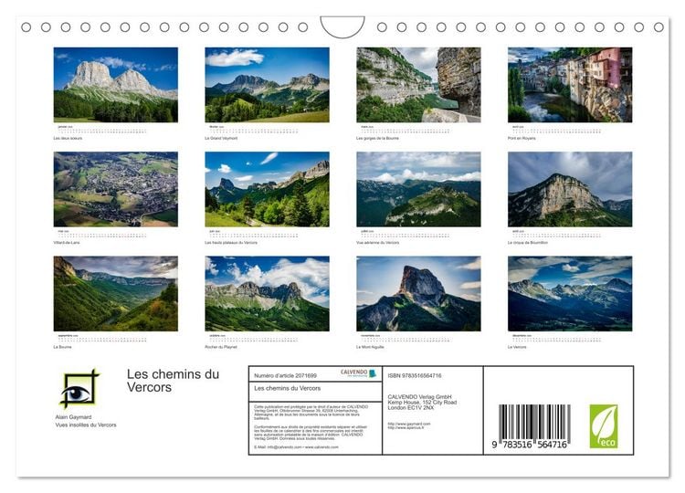 Produktbild: Les chemins du Vercors (Calendrier mural 2026 DIN A4 vertical), CALVENDO calendrier mensuel