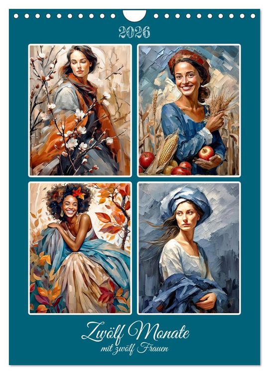 Produktbild: Zw&ouml;lf Monate mit zw&ouml;lf Frauen (Wandkalender 2026 DIN A4 hoch), CALVENDO Monatskalender
