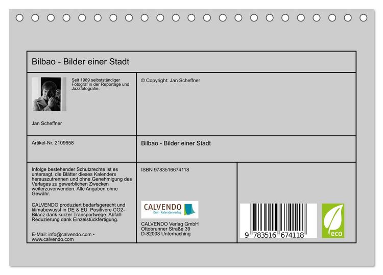 Produktbild: Bilbao - Bilder einer Stadt (Tischkalender 2026 DIN A5 quer), CALVENDO Monatskalender