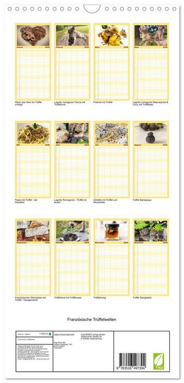 Produktbild: Familienplaner 2026 - Franz&ouml;sische Tr&uuml;ffelwelten mit 5 Spalten (Wandkalender, 21 x 45 cm) CALVENDO