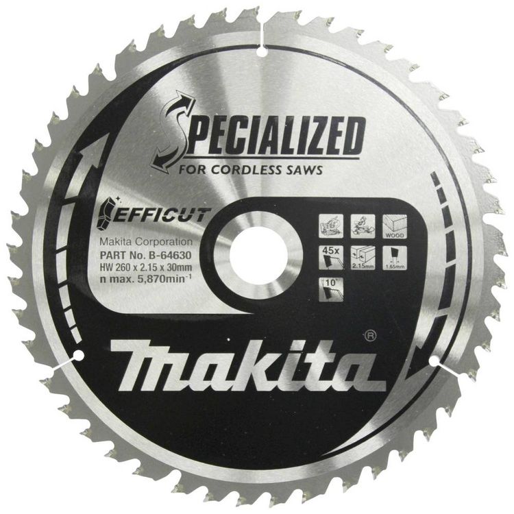Produktbild: Makita B-64630 Kreiss&auml;geblatt 260 x 30 x 2.15mm Z&auml;hneanzahl: 45 1St.