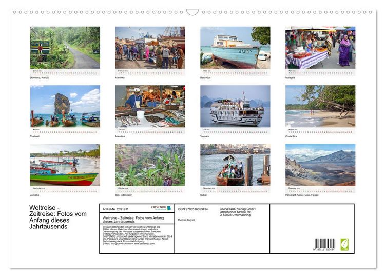 Produktbild: Weltreise - Zeitreise: Fotos vom Anfang dieses Jahrtausends (Wandkalender 2026 DIN A2 quer), CALVENDO Monatskalender