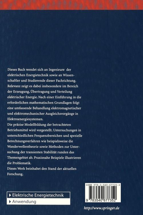 Produktbild: Ausgleichsvorg&auml;nge in Elektroenergiesystemen