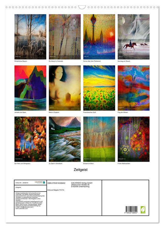 Produktbild: Zeitgeist (Wandkalender 2026 DIN A2 hoch), CALVENDO Monatskalender