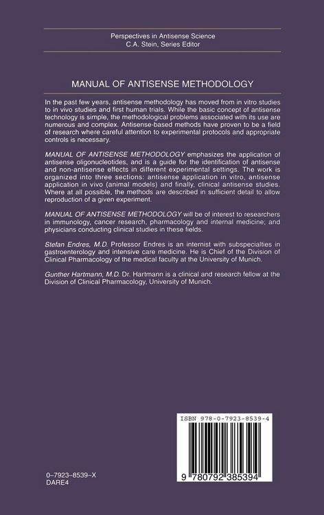 Produktbild: Manual of Antisense Methodology