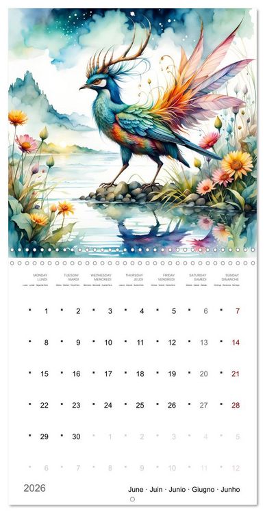 Produktbild: Cr&eacute;atures enchant&eacute;es (Calendrier mural carr&eacute; 2026 30x30 cm) Calendrier double avec une page pour vos prises de notes