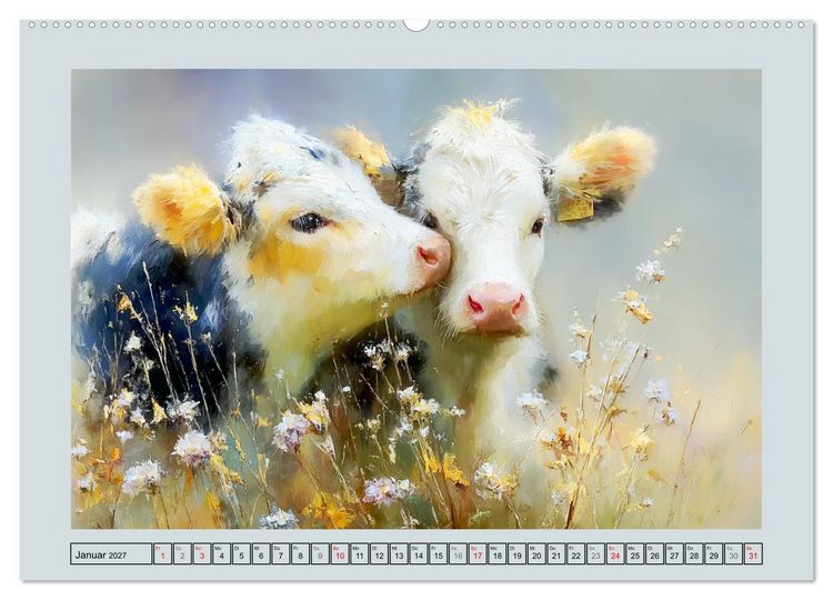 Produktbild: K&uuml;he und K&auml;lber. L&auml;ndliche Idylle (Wandkalender 2027 DIN A2 quer), CALVENDO Monatskalender