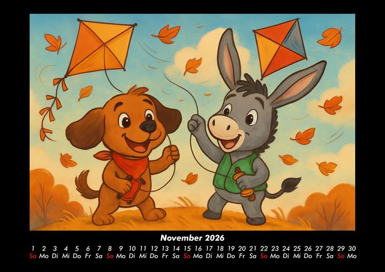 Produktbild: Wuff & Huf - Festliche Freundschaft 2026 Fotokalender DIN A3