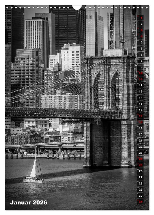 Produktbild: NEW YORK CITY Monochrome Stadtansichten (Wandkalender 2026 DIN A3 hoch), CALVENDO Monatskalender