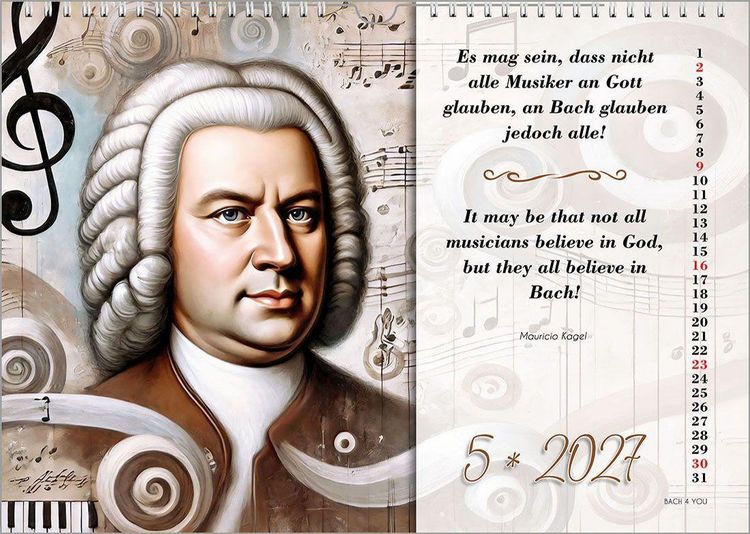 Produktbild: Johann-Sebastian-Bach-Zitate-Kalender, ein Musik-Kalender 2027, DIN A4