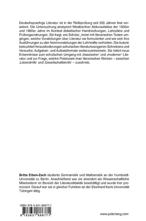 Produktbild: Literatur als Gegenstand Westberliner Abituraufs&auml;tze der 1950er und 1960er Jahre