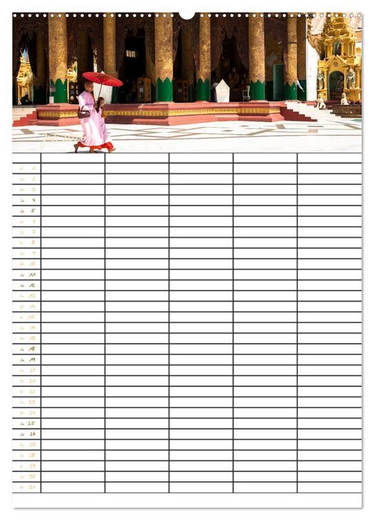 Produktbild: Goldenes Myanmar - Familienkalender 2026 (hochwertiger Premium Wandkalender 2026 DIN A2 hoch), Kunstdruck in Hochglanz