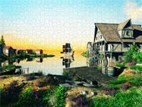 Produktbild: CALVENDO Puzzle Dorf am Meer mit Segelschiff | 1000 Teile Lege-Gr&ouml;&szlig;e 64x48cm Foto-Puzzle f&uuml;r gl&uuml;ckliche Stunden