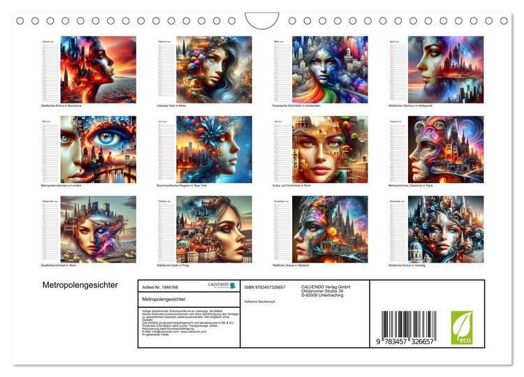 Produktbild: Metropolengesichter (Wandkalender 2026 DIN A4 quer), CALVENDO Monatskalender