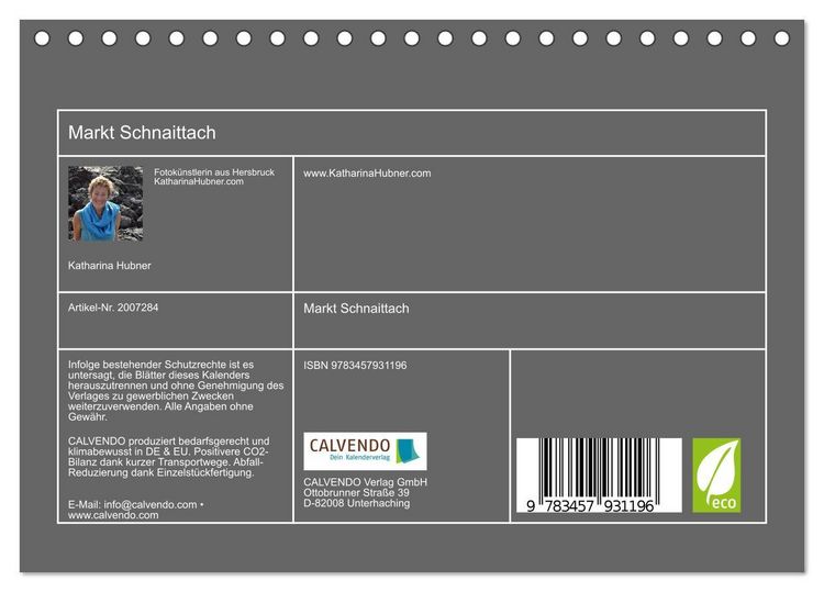Produktbild: Markt Schnaittach (Tischkalender 2026 DIN A5 quer), CALVENDO Monatskalender