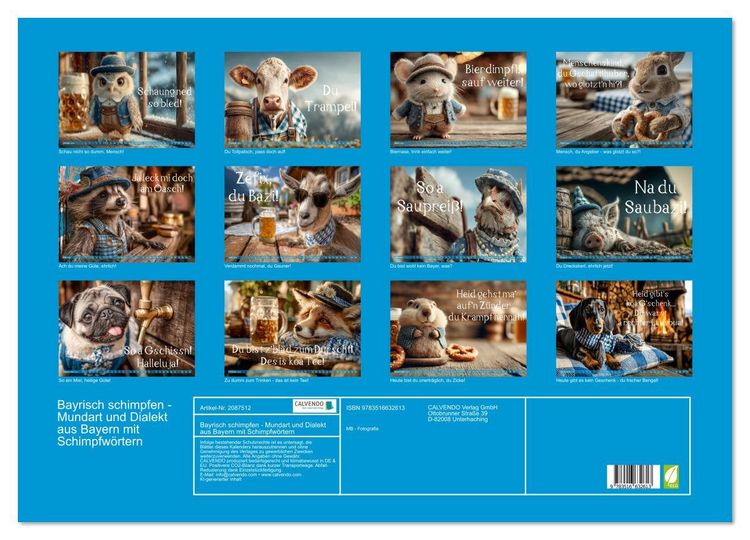 Produktbild: Bayrisch schimpfen - Mundart und Dialekt aus Bayern mit Schimpfw&ouml;rtern (Wandkalender 2026 DIN A2 quer), CALVENDO Monatskalender
