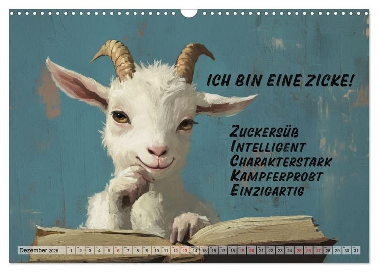 Produktbild: Ziegen, s&uuml;&szlig; aber psycho (Wandkalender 2026 DIN A3 quer), CALVENDO Monatskalender