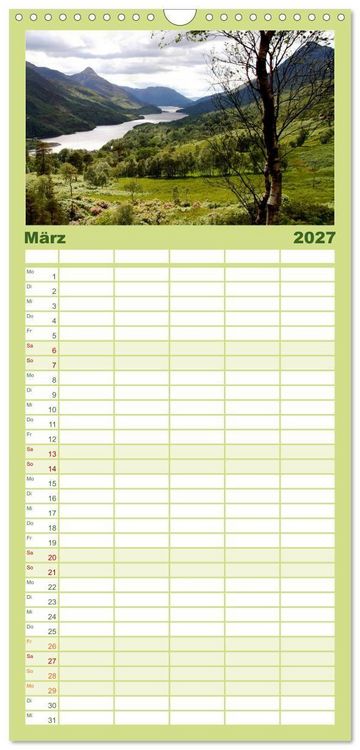 Produktbild: Familienplaner 2027 - Western Highlands - Schottland mit 5 Spalten (Wandkalender, 21 x 45 cm) CALVENDO