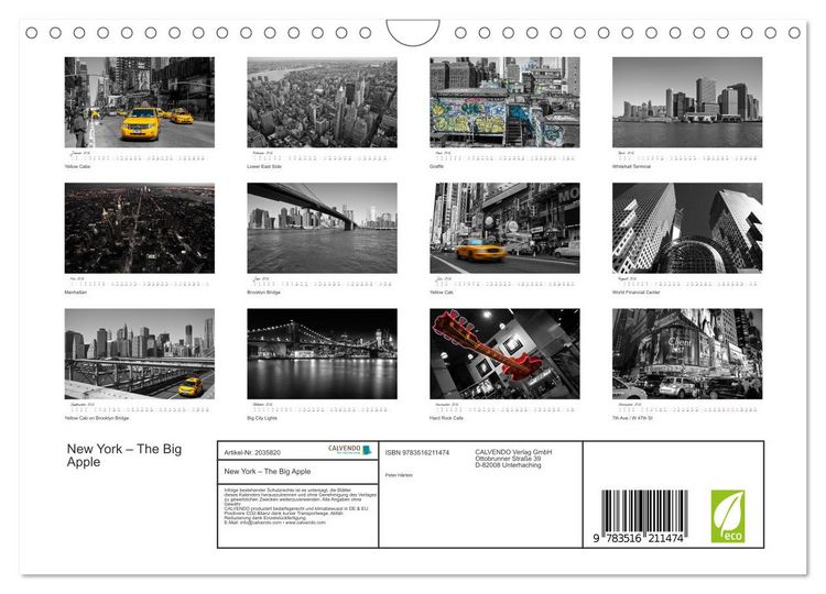 Produktbild: New York &ndash; The Big Apple (Wandkalender 2026 DIN A4 quer), CALVENDO Monatskalender
