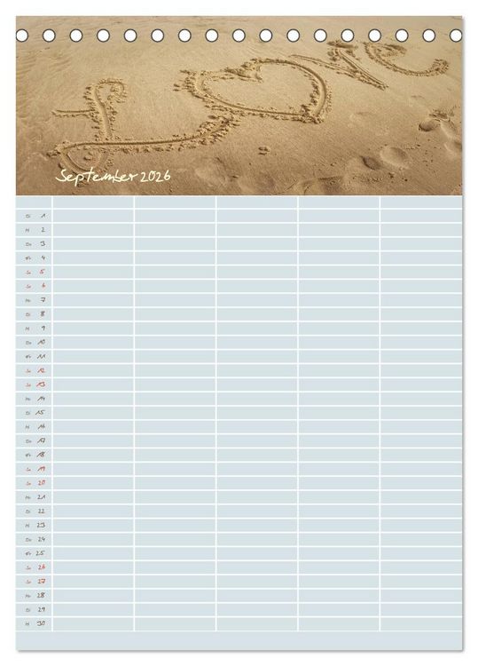 Produktbild: Kleine Sand-Sch&ouml;nheiten / Familienplaner (Tischkalender 2026 DIN A5 hoch), CALVENDO Monatskalender