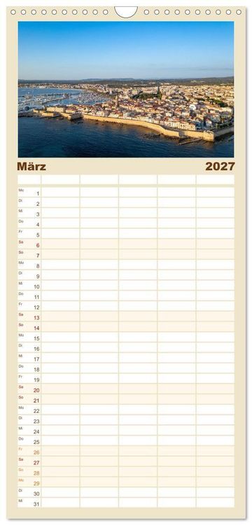 Produktbild: Familienplaner 2027 - Sardinien. Sch&ouml;ne Landschaften und bunte St&auml;dte. mit 5 Spalten (Wandkalender, 21 x 45 cm) CALVENDO