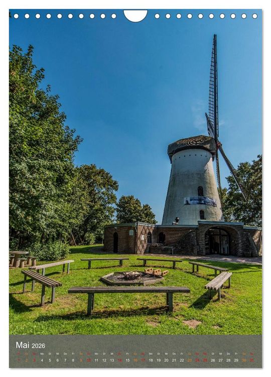Produktbild: Windm&uuml;hlen mit Fl&uuml;gel am Niederrhein (Wandkalender 2026 DIN A4 hoch), CALVENDO Monatskalender