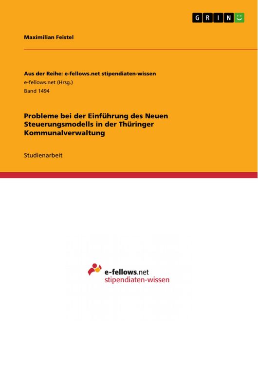 Produktbild: Probleme bei der Einf&uuml;hrung des Neuen Steuerungsmodells in der Th&uuml;ringer Kommunalverwaltung