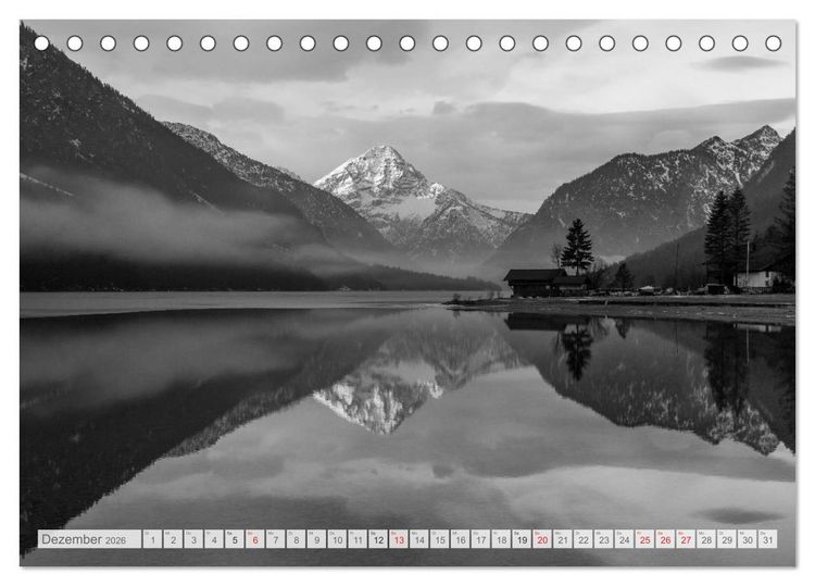 Produktbild: Bergpixels Schwarz-Wei&szlig;e Gebirgstr&auml;ume (Tischkalender 2026 DIN A5 quer), CALVENDO Monatskalender