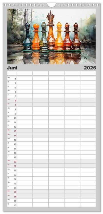 Produktbild: Familienplaner 2026 - Schach Matt mit 5 Spalten (Wandkalender, 21 x 45 cm) CALVENDO