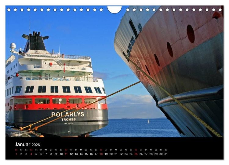 Produktbild: Hurtigruten - Entlang der norwegischen K&uuml;ste (Wandkalender 2026 DIN A4 quer), CALVENDO Monatskalender