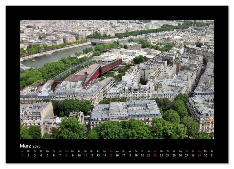 Produktbild: Paris von oben (hochwertiger Premium Wandkalender 2026 DIN A2 quer), Kunstdruck in Hochglanz