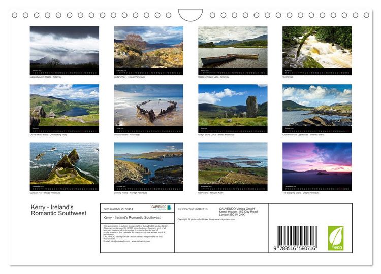 Produktbild: Kerry - Ireland's Romantic Southwest (Wall Calendar 2026 DIN A4 landscape), CALVENDO 12 Month Wall Calendar