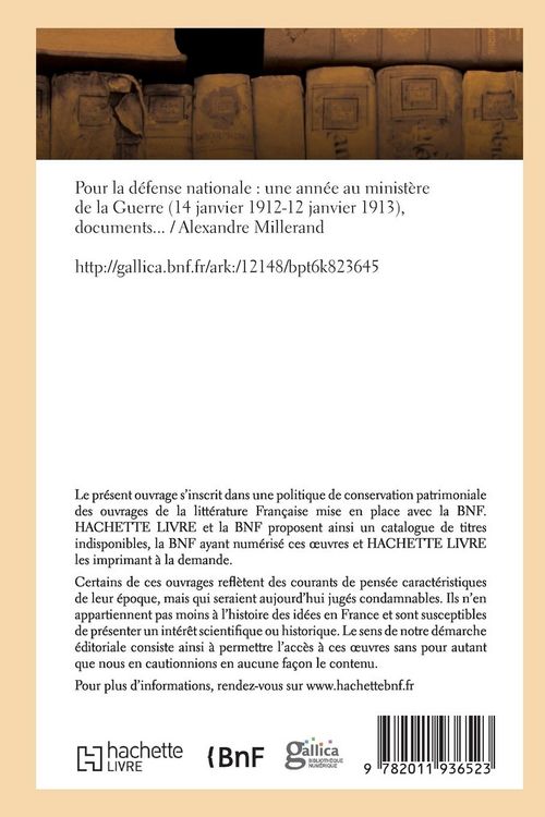 Produktbild: Pour La D&eacute;fense Nationale: Une Ann&eacute;e Au Minist&egrave;re de la Guerre 14 Janvier 1912-12 Janvier 1913