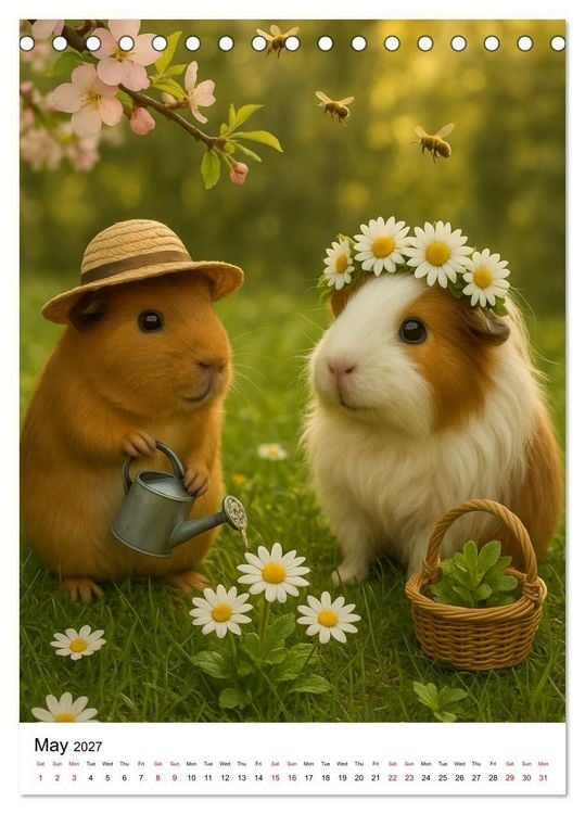 Produktbild: Guinea Pigs Cozy Moments (Desk Calendar 2027 DIN A5 portrait), CALVENDO 12 Month DeskCalendar