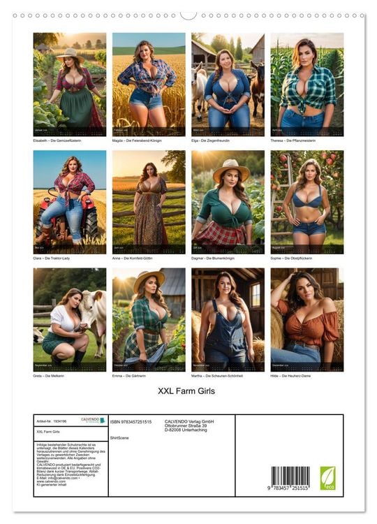 Produktbild: XXL Farm Girls (hochwertiger Premium Wandkalender 2026 DIN A2 hoch), Kunstdruck in Hochglanz