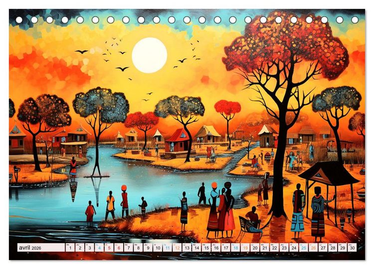 Produktbild: Sc&egrave;nes de vie africaine (Calendrier de bureau 2026 DIN A5 vertical), CALVENDO calendrier mensuel